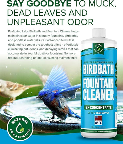 Birdbath & Fountain Cleaner - 16 oz Fountain Maintenance Outdoor Indoor - Bird Bath Cleaner