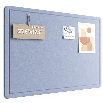 Fluxynara Bulletin Board, 23.6" x 17.5" Cork Board Alternative with 12 Safe Removable Adhesive Tabs, Foldable Felt Pin Board for Home Office, Classroom, Bedroom,Entryway for Walls—Soft Periwinkle