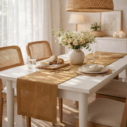 Solino Home Linen Table Runner 120 Inches Long - 100% Pure Linen Tobacco Brown Table Runner 14 x 120 Inch - Diana Medium Weight