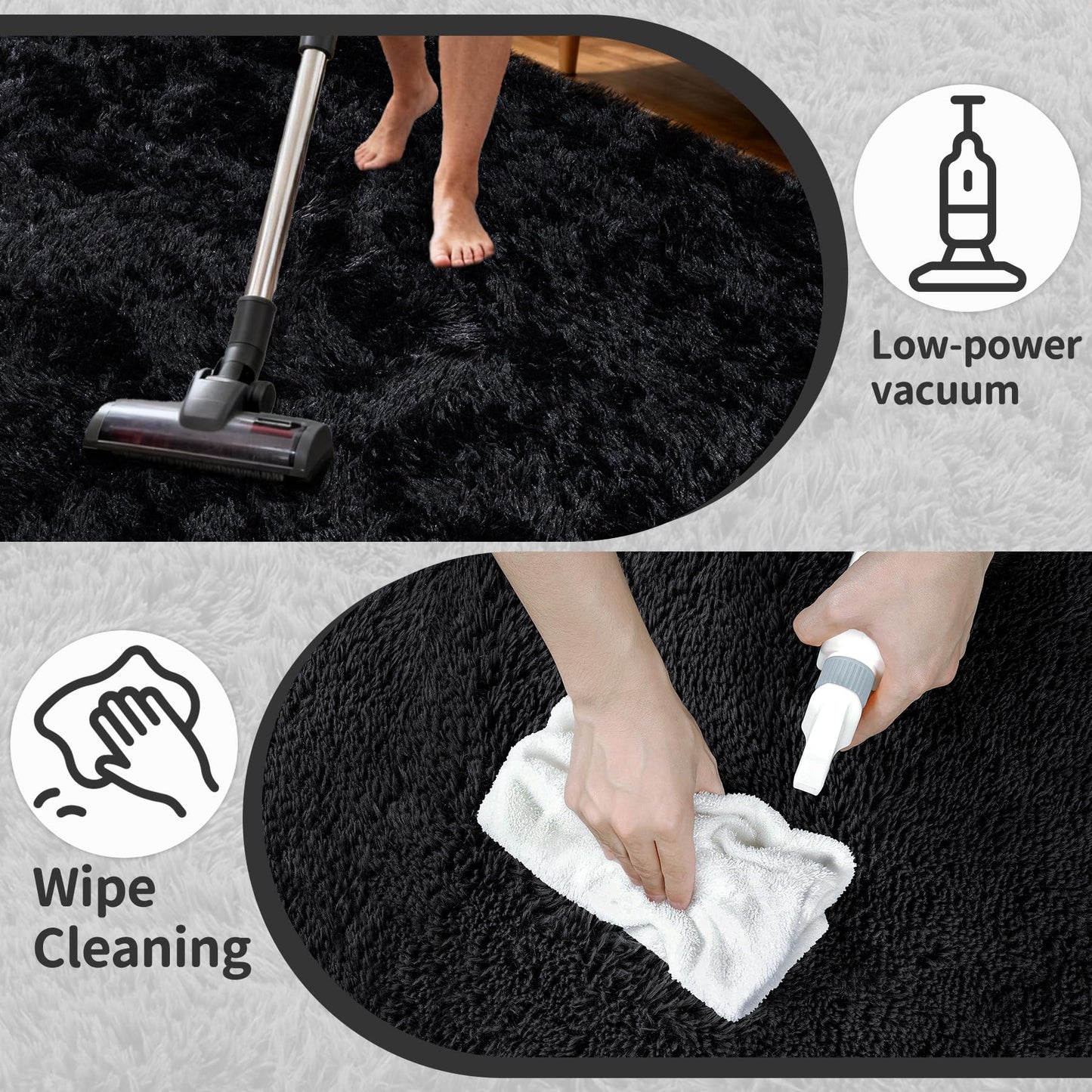 6x9 Area Rug for Living Room: Ultra Soft Fluffy Rug Modern Large Thicked Shag Rug for Bedroom Non Slip Indoor Fuzzy Carpets for Girls Kids Room Nursery Dorm Home Decor Black