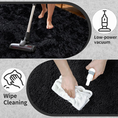 6x9 Area Rug for Living Room: Ultra Soft Fluffy Rug Modern Large Thicked Shag Rug for Bedroom Non Slip Indoor Fuzzy Carpets for Girls Kids Room Nursery Dorm Home Decor Black