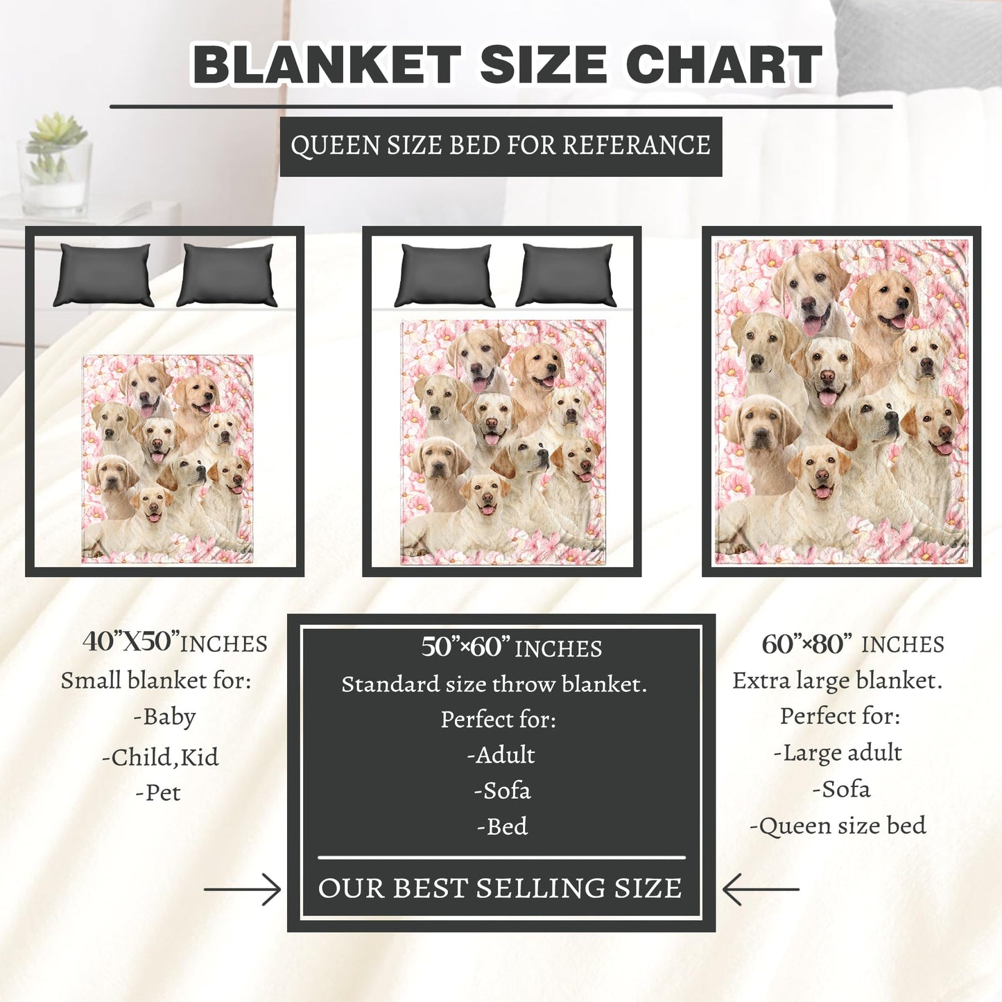Labrador Retriever Dog Throw Blanket,Labrador Retriever Gifts for Dog Lovers,Soft Flannel Blanket Throw,Gift for Women Kid Girls Halloween Christmas 50"x60"