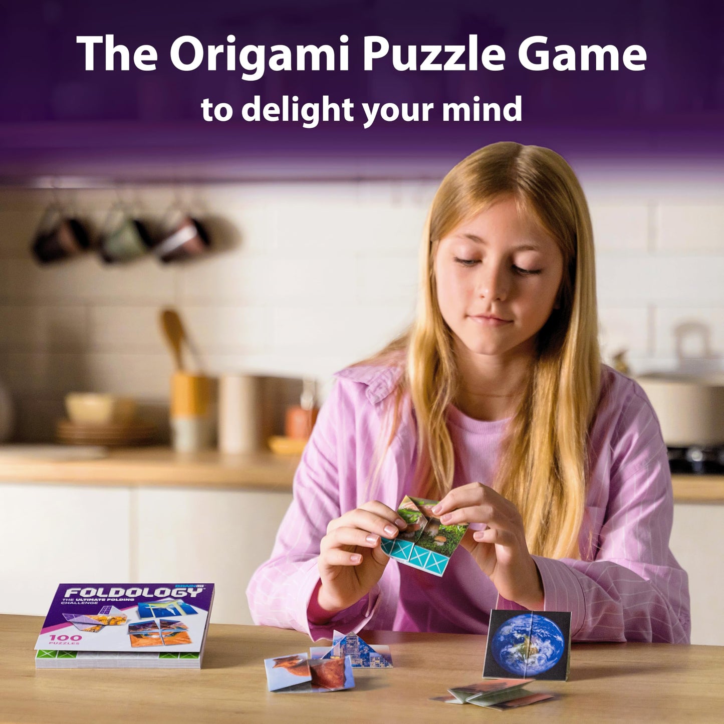 FOLDOLOGY - The Origami Puzzle Game! Brain Teasers for Tweens, Teens & Adults | Travel Game, STEM Toy | Fold the Paper, Complete the Picture | 100 Puzzles | Gift for Ages 10+