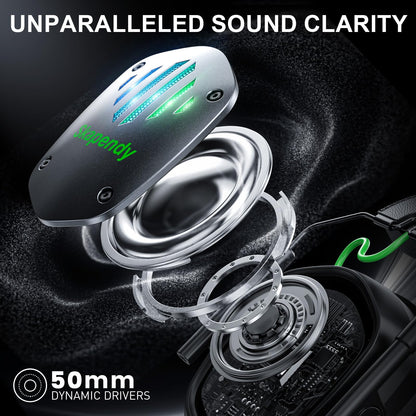 SKAPENDY Wireless Gaming Headset for PS5, PS4, PC, Switch – 2.4GHz & Bluetooth Gaming Headphones with Mic, 3D Stereo Surround Sound, 20ms Low Latency, ENC Noise Canceling, RGB Light, 50H Battery