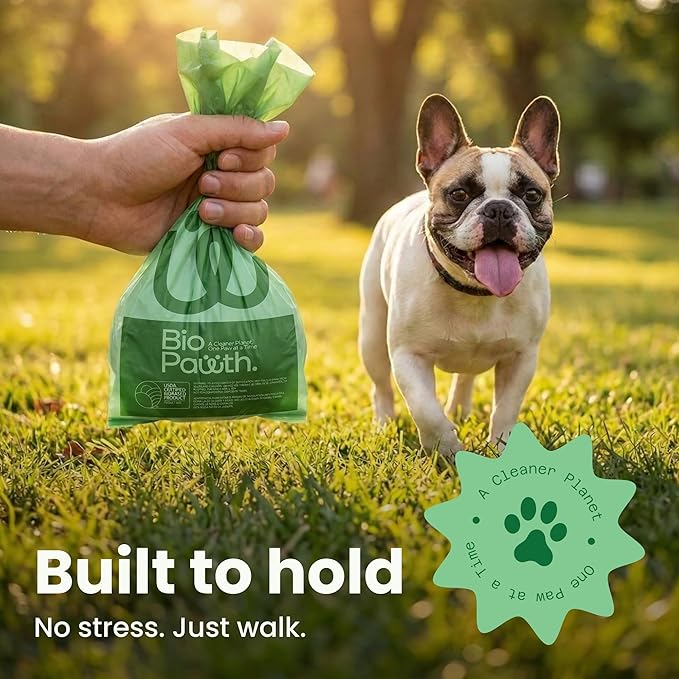 Dog Poop Bags, USDA Certified Biobased Product (42%), Extra Thick & Leak-Proof, Unscented Pet Waste Bags for Dogs & Cats, 120 Count
