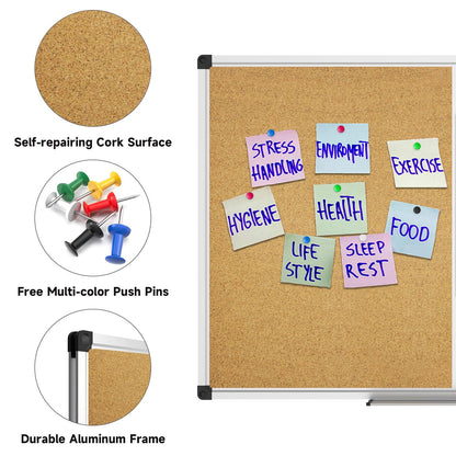 XBoard Magnetic Dry Erase Board & Cork Board 48 x 36 whiteboard, Combination White Board with Aluminum Frame