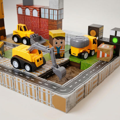 uMadeUs Magnetic Blocks for Kids Ages 4-8 – 100 Pc Construction Toys for Kids with Trucks & Cranes – 3D Pixel Cubes, STEM Building Toys for Boys & Girls Ages 3-12