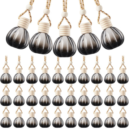 BBTO 50 Pcs Hanging Car Air Freshener Black Car Diffuser Bottles Empty Glass Perfume Bottle Freshener Diffuser Bottle Pendant for Essential Oil Fragrance Aromatherapy Bottles Ornament(Pumpkin)