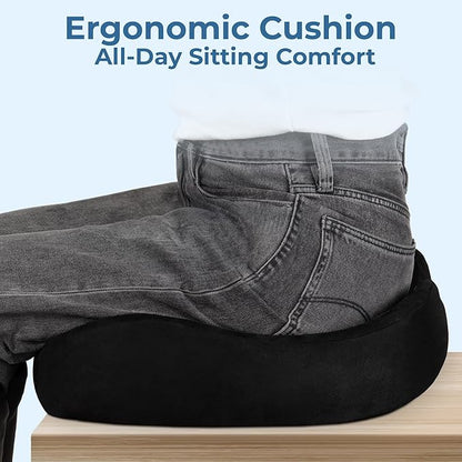 5 STARS UNITED Seat Cushion for Tailbone Pain Relief – Large Memory Foam Cushion for Coccyx, Hip, Sciatica & Post-Surgery Recovery – Wheelchair, Car, Desk, Gaming & Office Chairs, Black, XX-Large