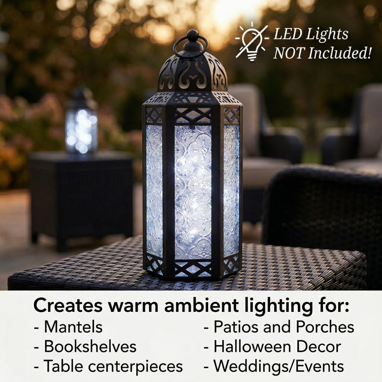Vela Lanterns Decorative Indoor Moroccan Candle Holder, Clear, M