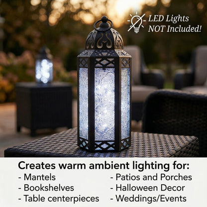 Vela Lanterns Decorative Indoor Moroccan Candle Holder, Clear, M