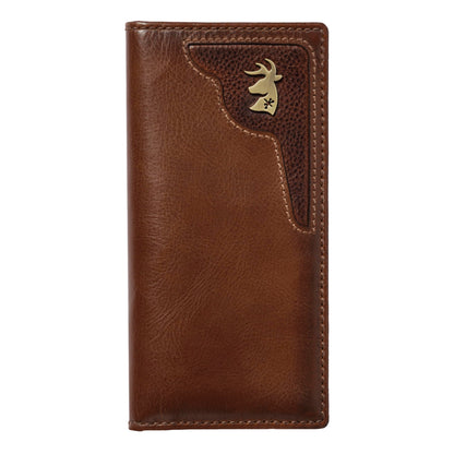 House of Jack Co. Deer Ornament Long Bifold Wallet for Men, Full Grain Cowhide Leather Rodeo Wallet, Hunting & Outdoorsman Tall Wallet, Brown