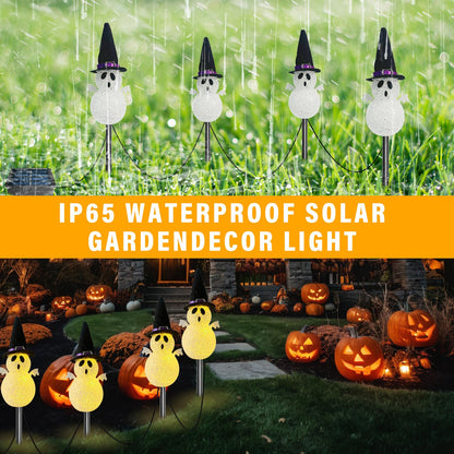 Halloween Light Stakes Ghost Lights Outdoor 7ft 4 Ghosts with 4 Stakes Light Up for Yard Driveway Garden Yard Lawn Halloween Decor
