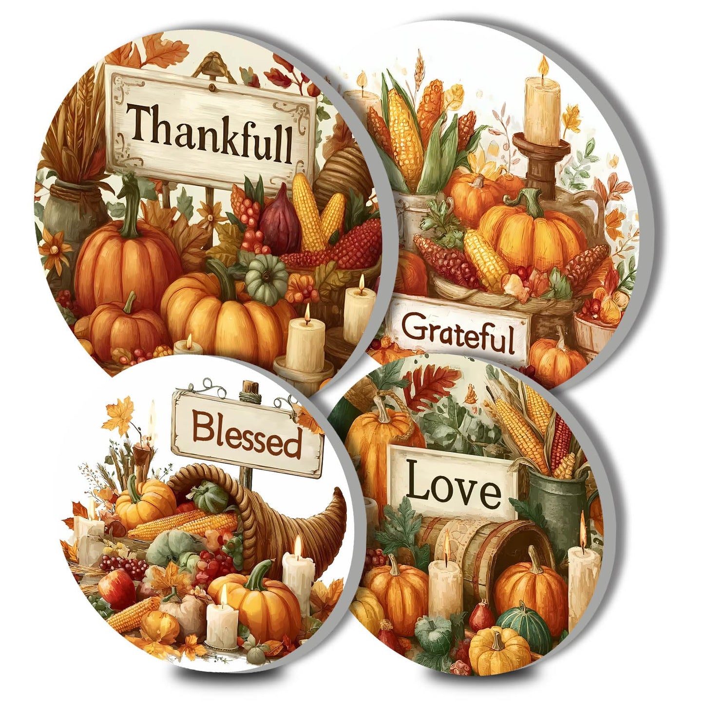 Fall Harvest Art Electric Stove Burner Covers,4 Pcs Autumn Pumkin Stove Burner Covers,Inspirational Quotes Stove Burner Cover,8 Inch and 10 Inch,Halloween,Thankgiving Metal Cooktop kitchen Decorative