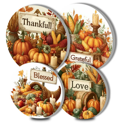 Fall Harvest Art Electric Stove Burner Covers,4 Pcs Autumn Pumkin Stove Burner Covers,Inspirational Quotes Stove Burner Cover,8 Inch and 10 Inch,Halloween,Thankgiving Metal Cooktop kitchen Decorative