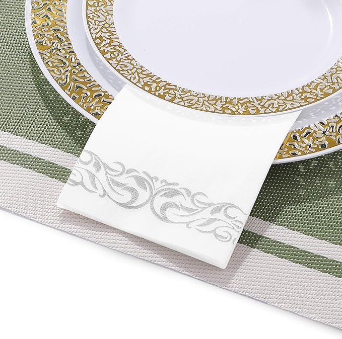 FOCUSLINE 200 Linen Feel Disposable Bathroom Napkins, Soft and Absorbent Paper