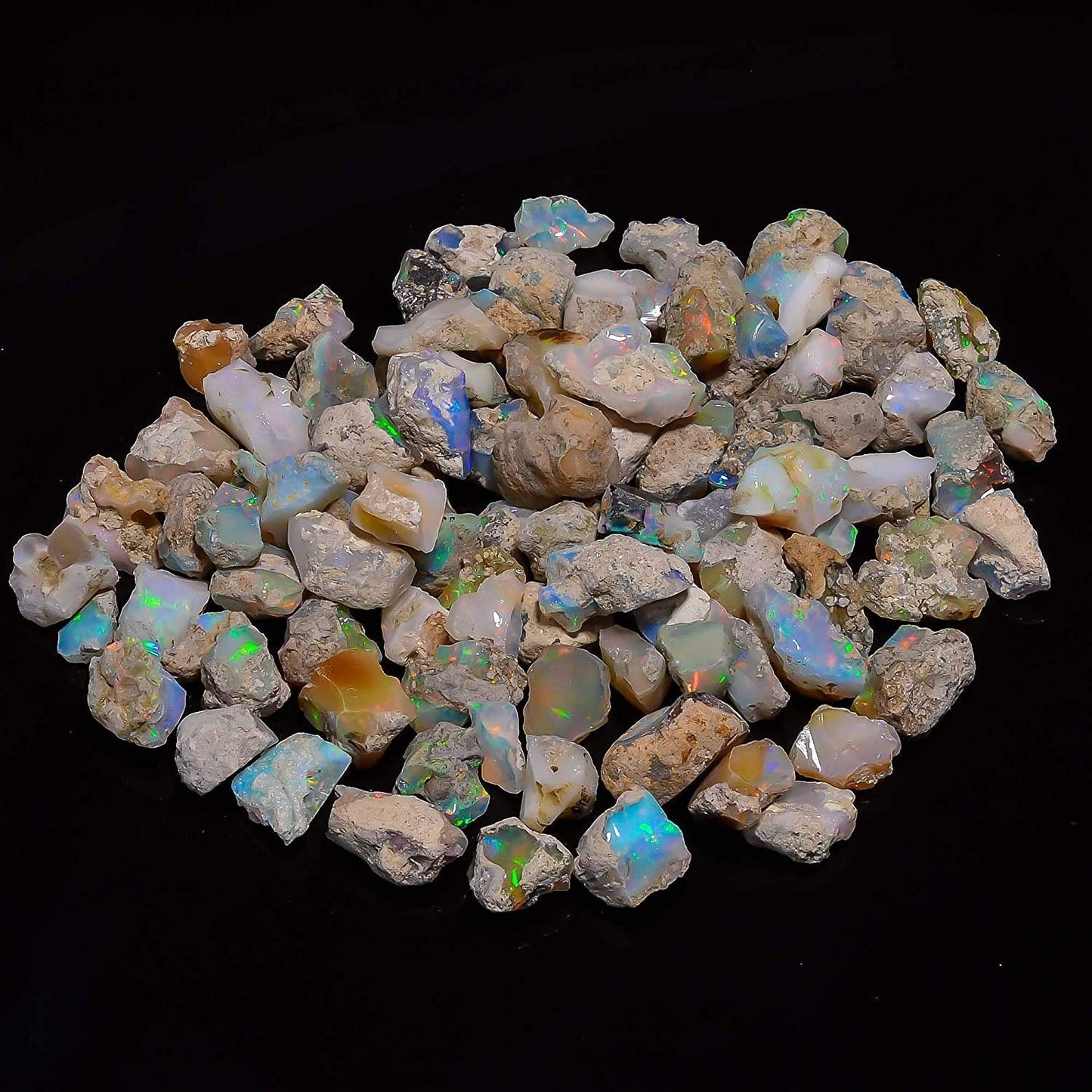 GEMKORA 30 cts, 5-6pcs, Ethiopian Raw Opal Gemstone Rough Crystals Natural Healing Rock Gift, Jewelry Making Supply, Art-Crafts-DIY Stone, A+ Grade [15-20 mm]