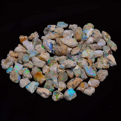 GEMKORA 30 cts, 5-6pcs, Ethiopian Raw Opal Gemstone Rough Crystals Natural Healing Rock Gift, Jewelry Making Supply, Art-Crafts-DIY Stone, A+ Grade [15-20 mm]