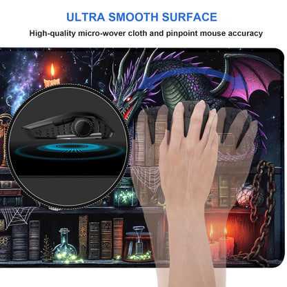 Extended Gaming Mouse Pad 31.5 x11.8 inch, Large Non-Slip Rubber Desk Mat for Gamers, Waterproof Smooth Surface for Precise Mouse Control, Washable Computer Keyboard Pad (Gothic Dark Library)