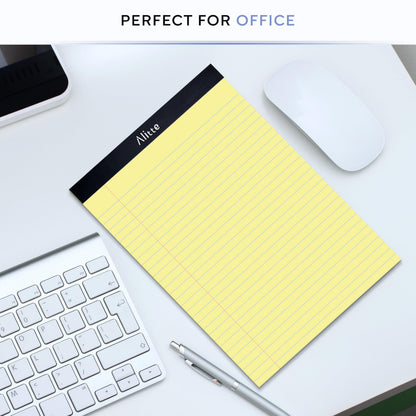 Alitte Yellow Legal Notepads 8.5 x 11, Pack of 3 - Perforated Wide Ruled Writing Pad - Premium Thick Paper, No Ink Bleeding - Blank Legal Pads For Home, Office, School, Business - 50 Sheets Per