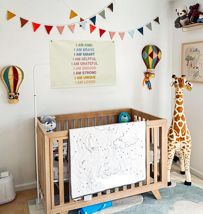 Nursery Banner Wall Decor-Hanging Canvas Rectangular Flag Wall Decoration for Baby Kids Girl Boy,Bedroom Kindergarten Playroom Babyroom Decor,Baby Shower Christmas Gift I Am Kind-28.5"L×20"W