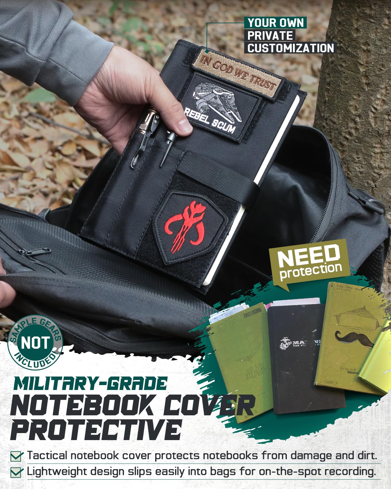 LIVANS Book Cover for 5.5 x 8 in Military Log Book, with Hardcover Notebook