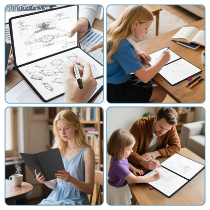 iNenya A5 Pocket White Board - Double-Sided Dry Erase Board 8x6 inch - Ultra-Thin 0.3" Portable Whiteboard with Markers & Erase | Anti-Ghosting Surface for Office Home School Student(Double-A5 Black)
