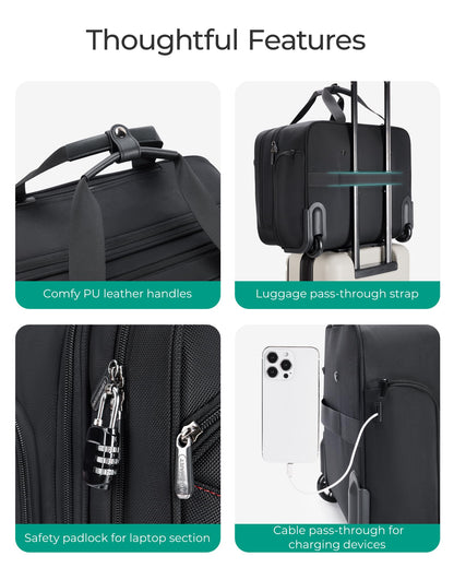 BAGSMART Rolling Laptop Bag, Briefcase with Wheels Fits 17.3 Inch Laptop, Computer Overnight Rolling Bag with TSA Lock for Travel/Men/Women, Black