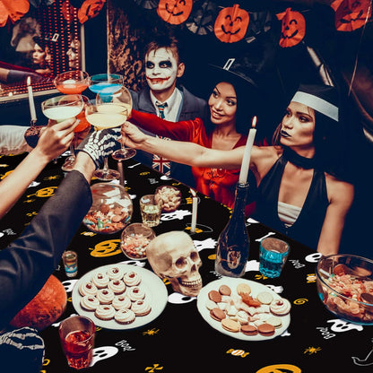 Tbsone Halloween Disposable Plastic Tablecloth, Rectangle, 3 Pack