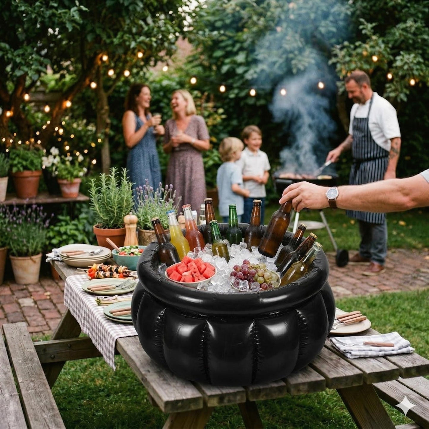 JOINPAYA Halloween Inflatable Cauldron Cooler: 14.9 x 13.7inch Black Beverage Cooler DIY Witches Cauldron Candy Kettle, Drink Holder for Party Photo Prop Decoration