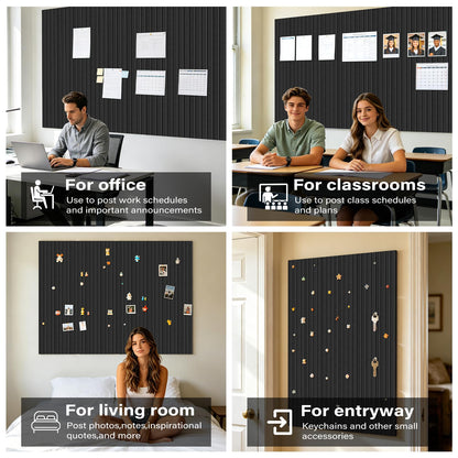 Large Felt Bulletin Board，47.2" x 35.4" 12 Pack Cork Board Alternative for Walls,Felt Wall Tiles for Office & Home Decor,Pin Board with 30 Pcs Pushpins and 72 Adhesive Tabs-Charcoal Gray