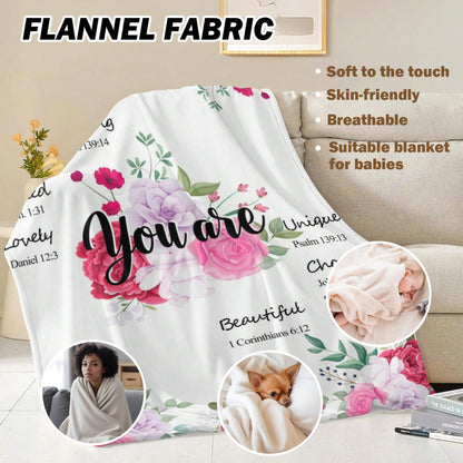 QDVXZA Christian Gifts for Women, Soft Throw Blanket with Flowers and Bible Verse, Cozy Flannel Spiritual Blanket for Couch, Inspirational Gifts for Sister, Friend, Daughter, Halloween Decor,50"x 60"