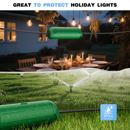 Flemoon [3 Pack] Outdoor Extension Cord Safety Cover, IPX4 Weatherproof Electrical Box to Protect Outdoor Outlet, Plug, Socket, Halloween, Christmas Holiday Decoration Light, Green