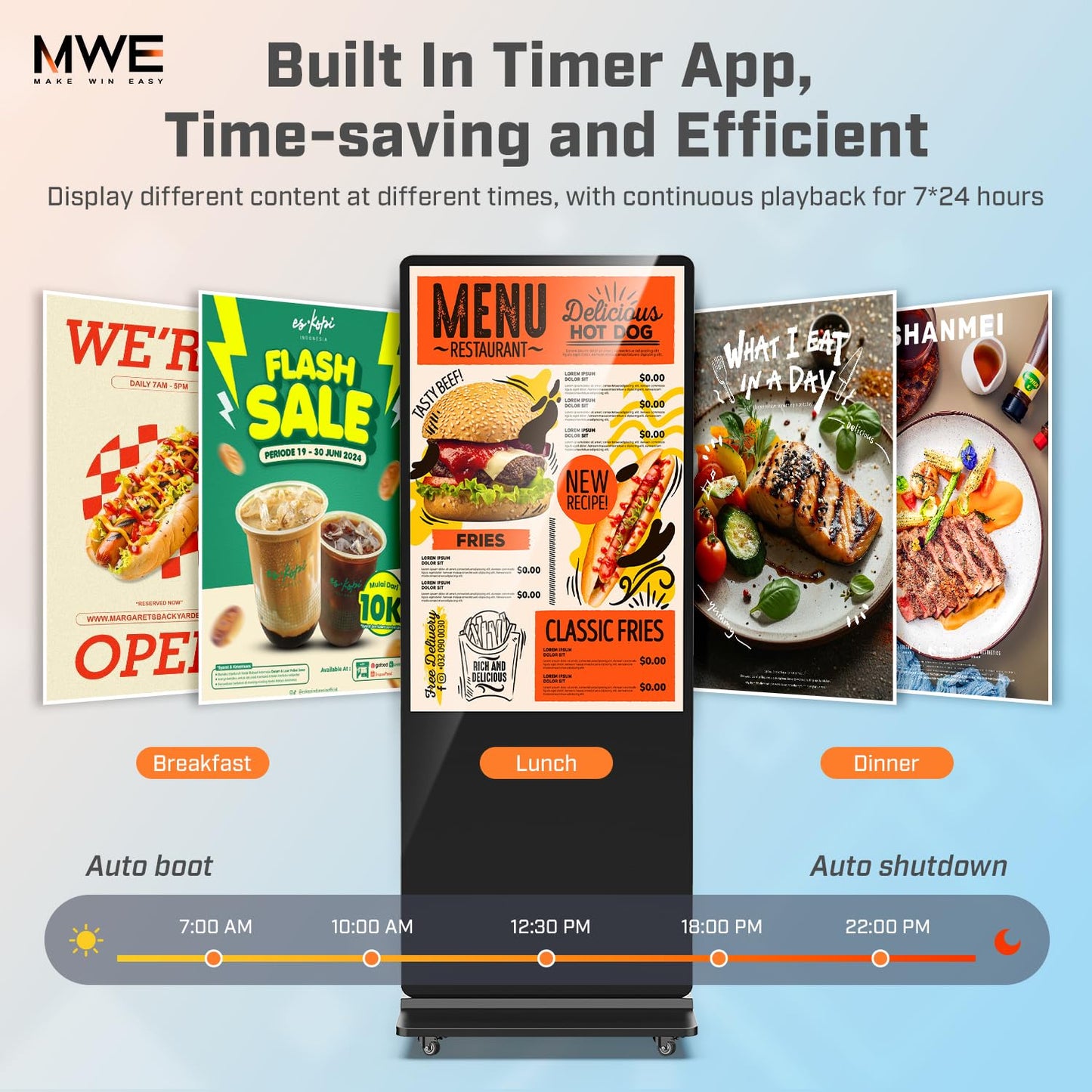 QIXZOCV MWE 32 Inch Indoor Digital Signage Displays Touchscreen Kiosk Floor Standing Advertising Display LCD Poster Interactive Display Android System with Auto Media Player