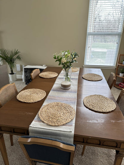 Round Woven Placemats Set of 2, Natural Wicker Place mats, Boho Farmhouse Rustic Plate Chargers, Rattan Table Mats for Dining Table, Fall, Halloween, Thanksgiving, Christmas Decor (13 inch)
