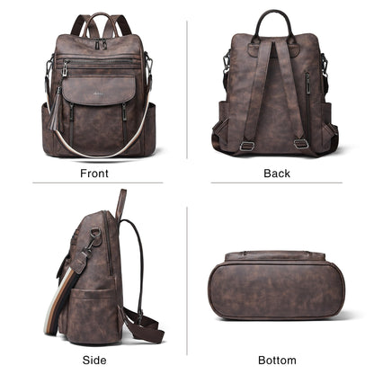 Shrrie Backpack Purse for Women Fashion Leather Backpack Purse Designer Travel Backpack Convertible Shoulder Bag with Wristlet for Work College