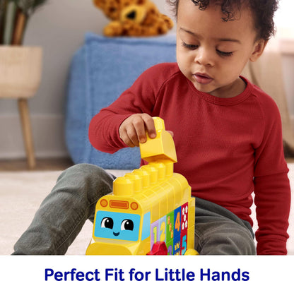 MEGA BLOKS First Builders Toddler Block Toys Set, Build & Count Bus 45 Pieces, Learn Numbers and Counting, Yellow, Ages 1+ Years