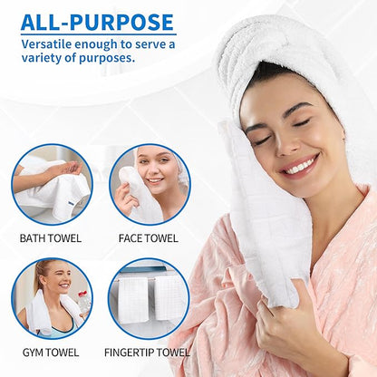 HOMERHYME White Hand Towels, 6 Pack 25''*15'' Microfiber Hand Towels