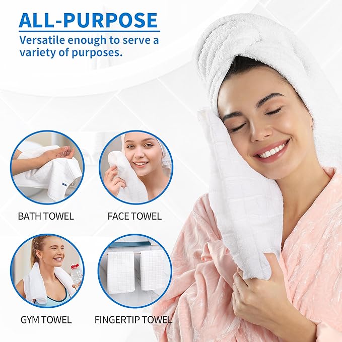 HOMERHYME Hand Towels, 12 Pack 25''*15'' White Microfiber Kitchen Bathroom Hand