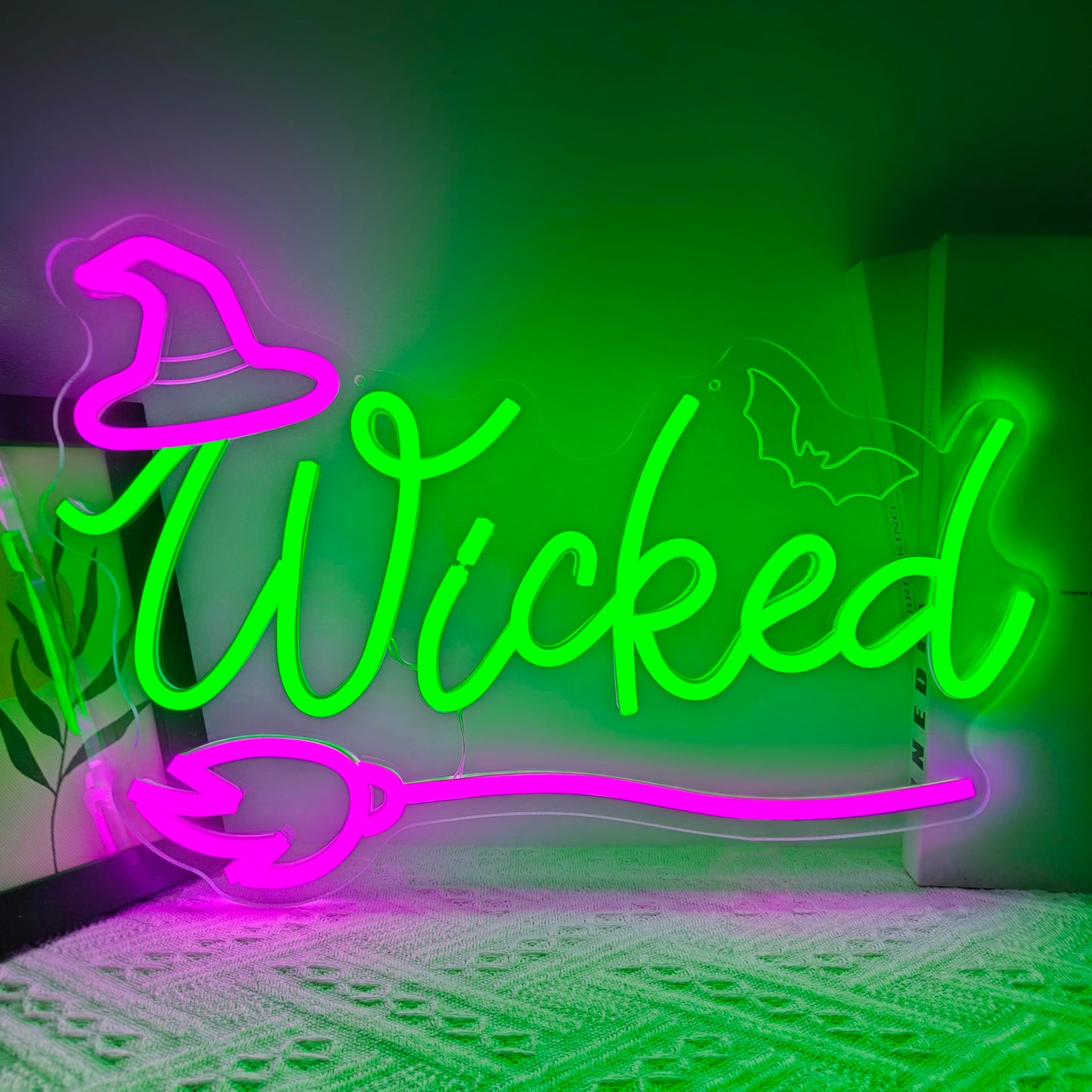 Jeanchrl Witch Neon Sign Halloween Neon Lihts for Bedroom Movie LED Lights for Room Dimmable Green Light Up Sign for Halloween Party Musical Led Sign for Wall Art Decor Gifts for Witch Fans Lovers