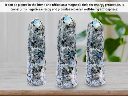 Amazing Gemstone Large Rainbow Moonstone Crystal Towers ~ Natural Healing Crystal Point Obelisk for Reiki Healing and Crystal Grid (5.5" to 6" INCH)