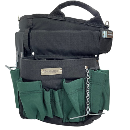 BOULDER BAG Professional Electrician's MAX Combo with Comfort Back Support Tool Belt, Leather Belt Buckle, Heavy Duty Work Belt, Green, (Medium 28-32 Inch Waist), Made in USA