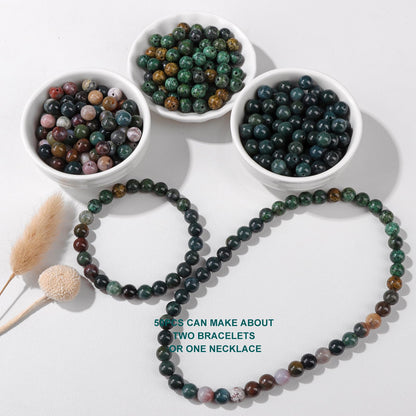 Risyfjew 100PCS 8mm Natural African Turquoise Beads Gemstone Round Loose Beads for Jewelry Making Chakra Crystal Stone Beads for Bracelets Necklace Earrings Making Supplies (100pcs/Strand)