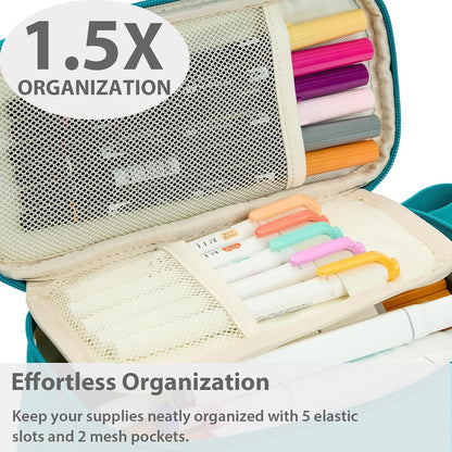 Pencil Case Pouch Box Bag School Supplies Girls Boys Kids, Cute Preppy Stuff Large Big Capacity Aesthetic Pen Organizer, Back to College Stationary, Teal, Standard Stlye, 1800ml