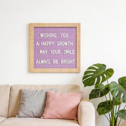 Felt Letter Board with 294 Letters, Numbers, Symbols - 10x10 inch Changeable Message Board with Wooden Frame Wall Mount(Purple)