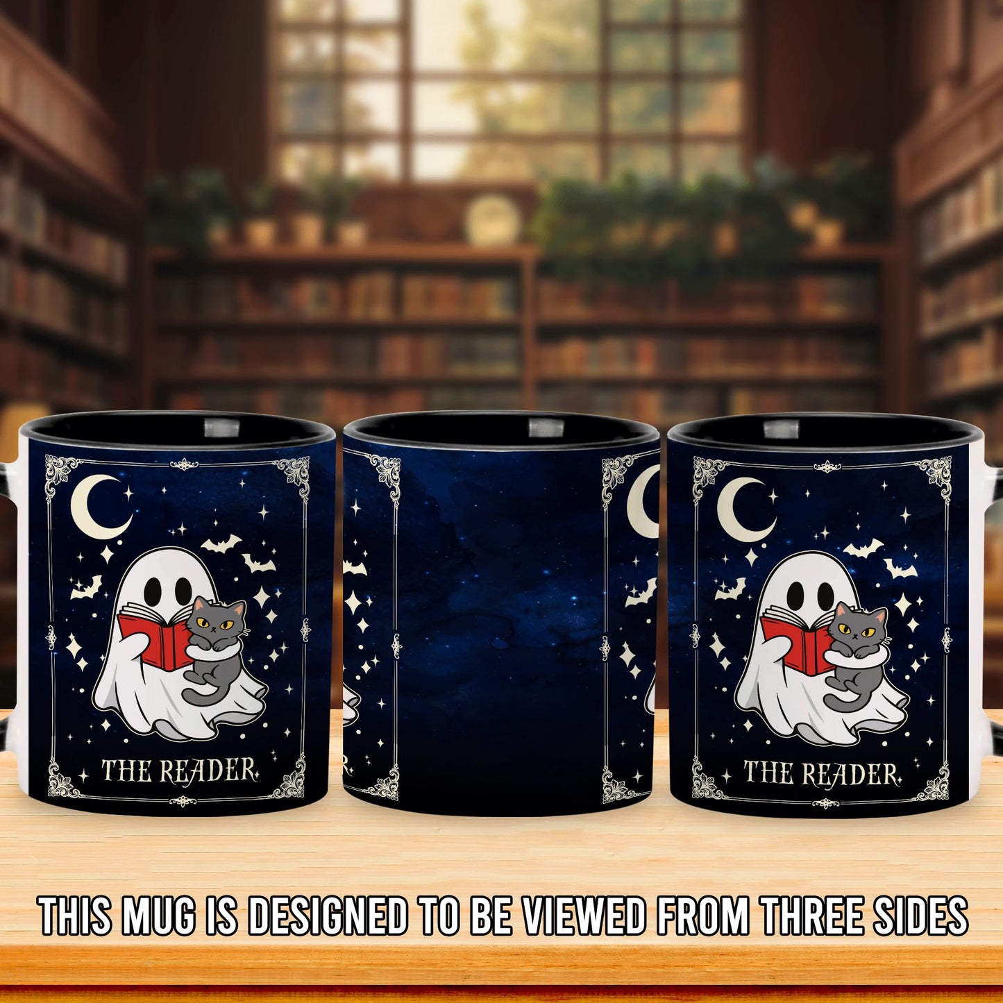 Hyturtle Cute Ghost with Cat Coffee Mug with Spoon for Halloween Birthday