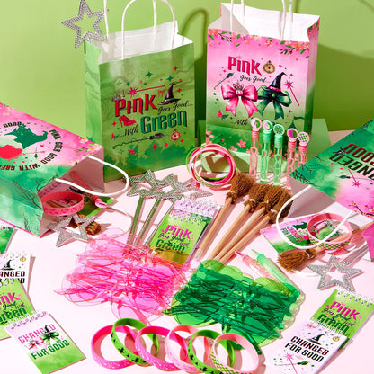 Vanblue 72Pcs Pink and Green Witch Party Favors Birthday Decorations,Star Wands,Glasses Goodie Bag Stuffers Pinata,Classroom Rewards for Kids Student Birthday Gift School Party Supplies