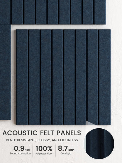 Bumusty Large Cork Board Alternative-48 x 36" Felt Bulletin Board Tiles, with 30 Pushpins, 70 Adhesive Tabs, Fine-Stripe 12-Pack, Cork Boards for Office Push Pin Board Felt Board-Navy Blue