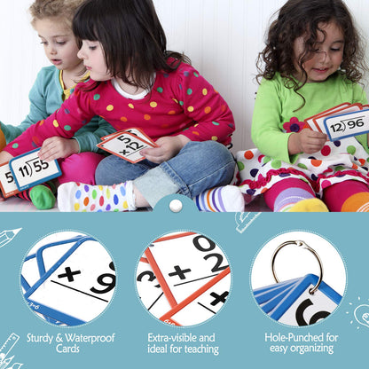 Torlam Multi Math Flash Cards for Kids Ages 4-8 - Addition, Subtraction, Multiplication, & Division - All Facts 0-12 with 4 Rings, Math Games for Kids 6-8 3rd 4th 5th 6th Grade - 332 Cards Total