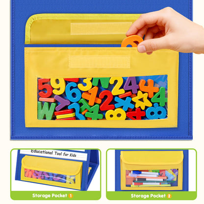 EAMAY Magnetic Desktop Tabletop Stands Pocket Chart Foldable Small Dry Erase Board Classroom Tool for Kids Education (12W*15L, Magnetic)
